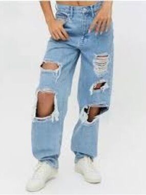 American Eagle AE Strigid Ripped Highest Waist Baggy Straight Jeans